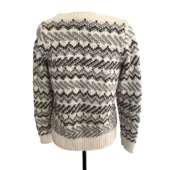 LOFT Long Sleeve Sweater Womens Size Medium Wool Acrylic Blend Gray White - Picture 5 of 7